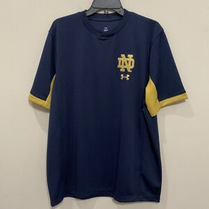 Notre Dame Navy Blue Pullover Short Sleeve Shirt NWT Sz Lg Under Armour